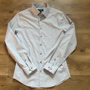 Express Men's Extra Slim Gray Dress Shirt Small Long Sleeve Button Down